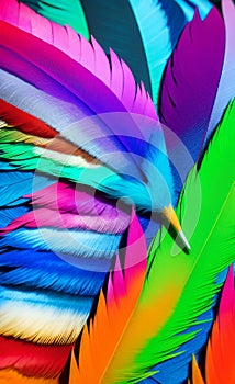 colorful feathers on white background AI Generated
