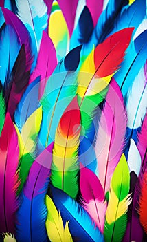 colorful feathers on white background AI Generated