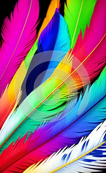 colorful feathers on white background AI Generated