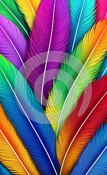 colorful feathers on white background AI Generated