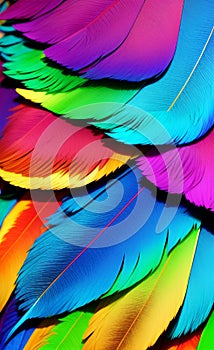 colorful feathers on white background AI Generated