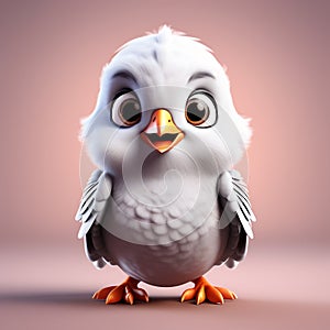 Colorful Feathery Serenity: Heartwarming Isolated 3D Pigeon Generated by AI