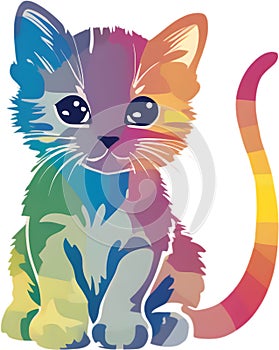 Colorful feline illustration, perfect for whimsical pet-themed designs. photo