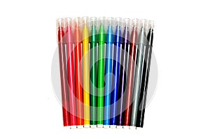 Colorful felt pens on white background