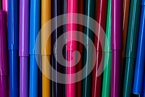 Colorful felt-tip pens close-up