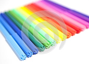 Colorful Felt Tip Pens. Multicolored Pens on a white background .