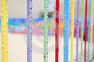 Colorful fence in Algajola Village or town in  Corsica in the Balagne area