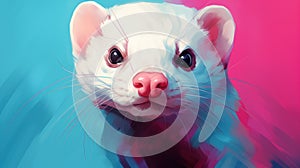 Colorful Ferret Oboi By Theartofpixels: A Speedpainting In Jacek Malczewski Style