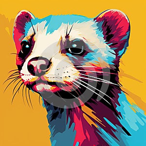 Colorful Ferret: A Pop Art Portrait Of Explosive Wildlife photo
