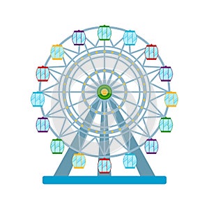 Colorful ferris wheel on white background, vector illustration