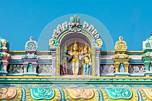 Colorful fertility deities statues on top of Karukathamman Temple, Mahabalipuram, Tamil Nadu, South India