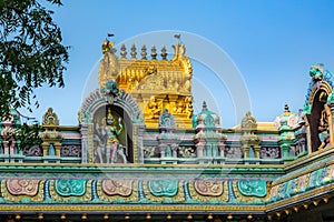 Colorful fertility deities statues on top of Karukathamman Temple, Mahabalipuram, Tamil Nadu, South India