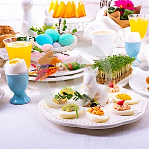 A colorful and festive Easter table decoration