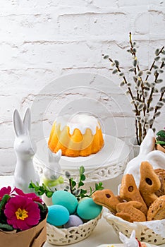 A colorful and festive Easter table decoration