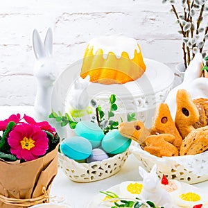 A colorful and festive Easter table decoration