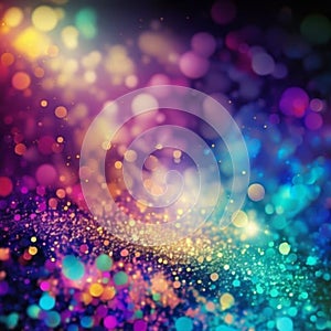 Colorful festive glitter bokeh lights background