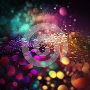 Colorful festive glitter bokeh lights background