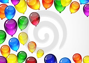 Colorful festive vector balloons on a white background for celebration, holiday, birthday party card with space for you text. A4