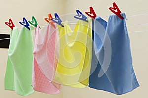 Colorful Fiber Cloth hanging to dry