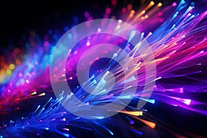 colorful fiber optic strands on a black background