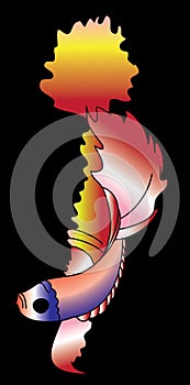 Colorful Fighting fish tattoo design vector for sticker.