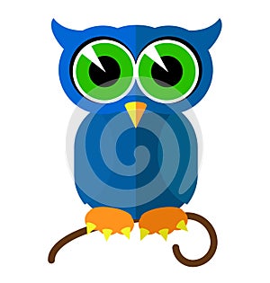 Colorful Filin Owl Bird cartoon. Outlined vector illustration. Flat style.