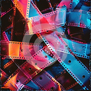 Colorful film frames background