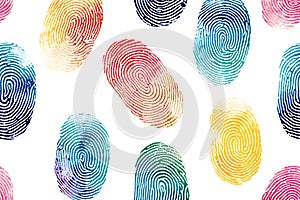 Colorful Fingerprint Array on White Background