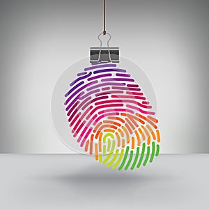 A Colorful Fingerprint Hung by a Binder Clip