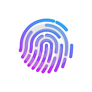 Colorful fingerprint. ID app icon. Fingerprint identification system.