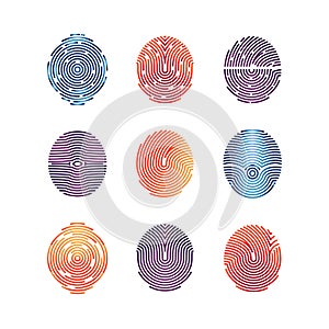 Colorful fingerprints icons - biometric info