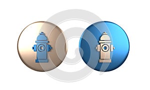 Colorful Fire hydrant icon isolated on white background. Circle button. 3D render illustration