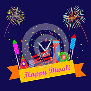 Colorful firecracker for Happy Diwali
