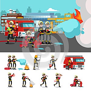 Colorful Firefighting Composition