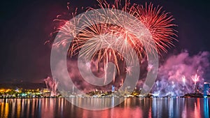 Colorful firework at night celebration