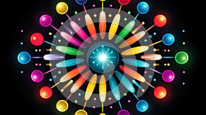 Colorful fireworks on a black background. Generative AI