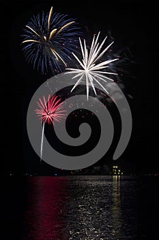 Colorful fireworks on black sky