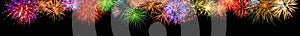 Colorful fireworks border, extra wide format