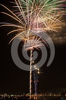 Colorful Fireworks Bursting over Providence, RI