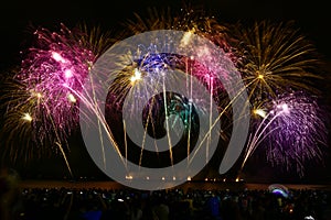 Colorful fireworks celebration and the night sky background