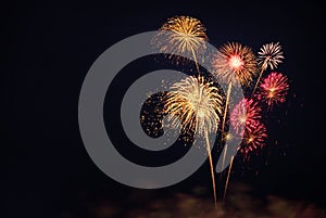 Colorful fireworks for celebrations on black background