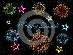 Colorful fireworks concept wallpaper for deepawali