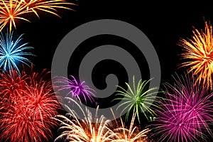 Colorful fireworks with copyspace