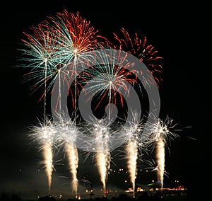 Colorful fireworks in the dark