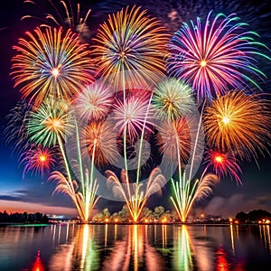 Colorful Fireworks Display at Night