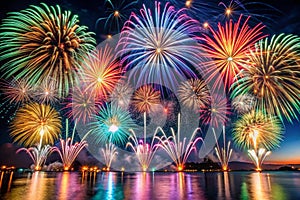 Colorful Fireworks Display at Night