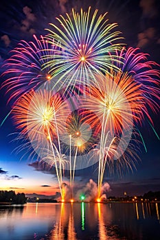 Colorful Fireworks Display at Night