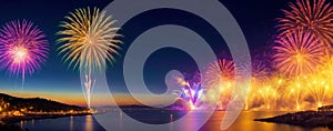 Colorful Fireworks Display, Stunning Stock Image, AI Generated