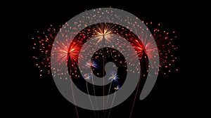 Colorful fireworks, explosion on black background. New Year\'s fun and festiv
