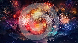 Colorful fireworks. Generative ai image.